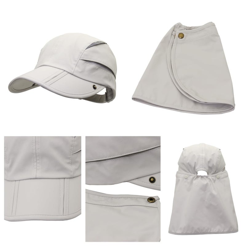 LLmoway Mens Womens Fishing Hat Sun Protection Hat with Neck Flap Breathable Quick Dry Cap Beige - Image 4